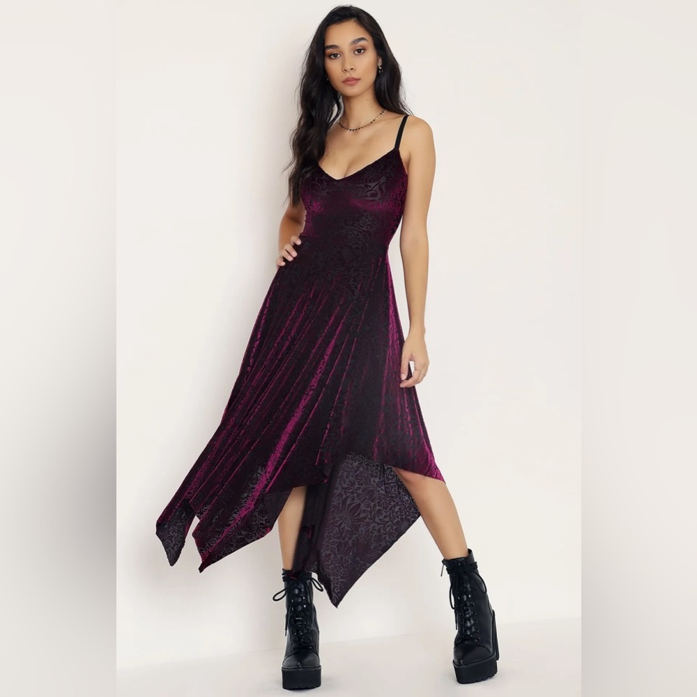 BURNED VELVET RUBY STRAWBERRY THIEF HANDKERCHIEF DRESS LIMITED Medium NWT